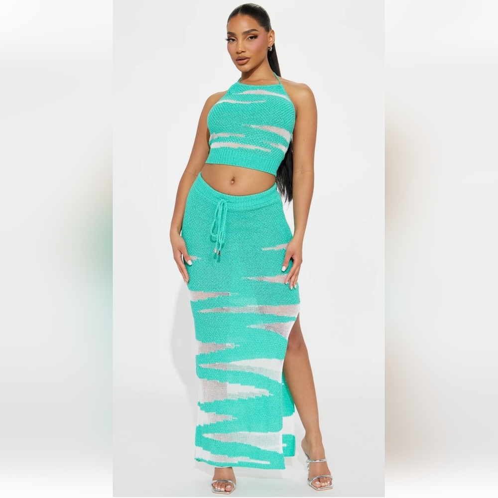 Julie Crochet Skirt Set - Mint/combo